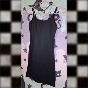 Black Slip Dress - Silky - Small Goth Grunge Nightlife Casual Summer